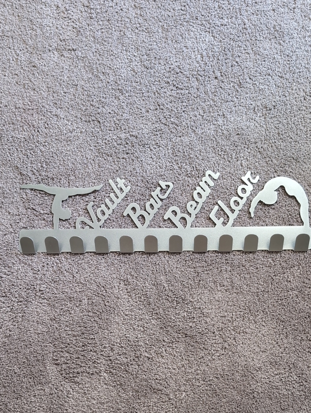 Gymnastics Medal Hanger - Silver Vault, Bars, Beam, Floor